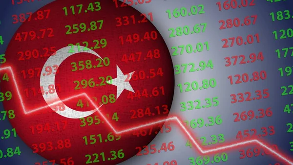 Türkiye Türkiye Küre Bayrak Llüstrasyon Ekonomik Kriz Kavramı Llüstrasyon — Stok fotoğraf
