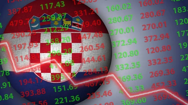 Kroatien Kugelfahne Illustration Wirtschaft Krisenkonzept Illustration — Stockfoto