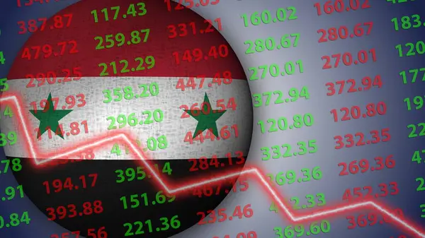 Сирія Сфера Прапор Ілюстрація Економіка Криза Концепція Ілюстрація — стокове фото