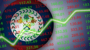 Belize Küresi Bayrak İllüstrasyon Ekonomik Büyüme Konsepti, 3B İllüstrasyon