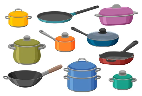 Utensilios Cocina Iconos Isométricos Coloridos Conjunto — Vector de stock