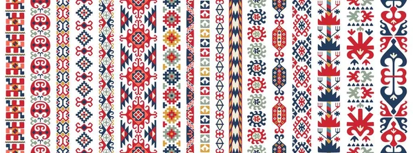 Kolekcja Płynnych Wzorów Motywami Uzbeckimi Klasyczne Tekstury Geometryczne Dla Dywanów — Wektor stockowy