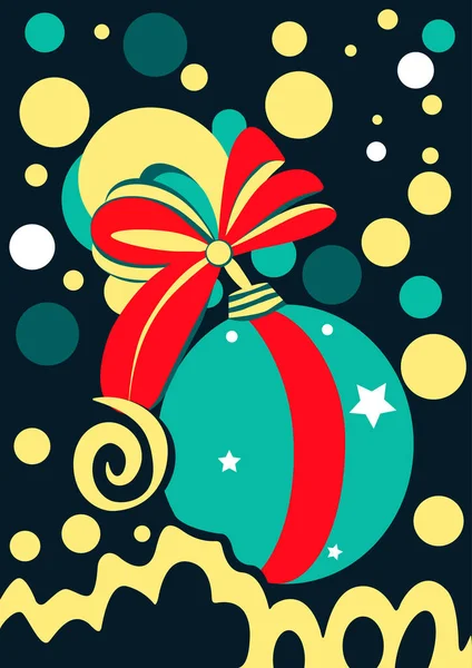 Різдвяний Фон Ялинковими Кульками Снігом Новорічна Листівка — стоковий вектор