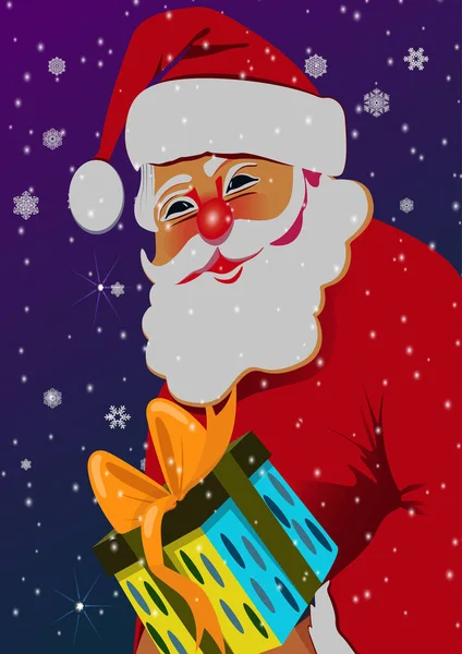 Fond Noël Mignon Avec Père Noël Cadeaux — Image vectorielle