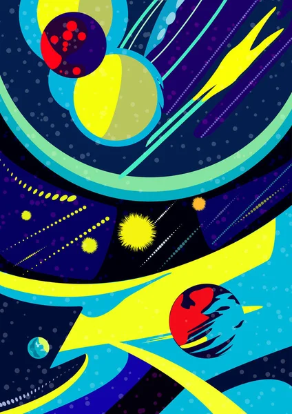 Yttre Rymden Bakgrund Kosmos Scener Med Planeter Stjärnor Kometer Stockillustration