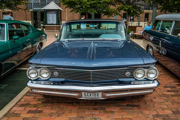 stock image Des Moines, IA - July 02, 2022: High perspective front view of a 1960 Pontiac Ventura 2 Door Sport Coupe  at a local car show.