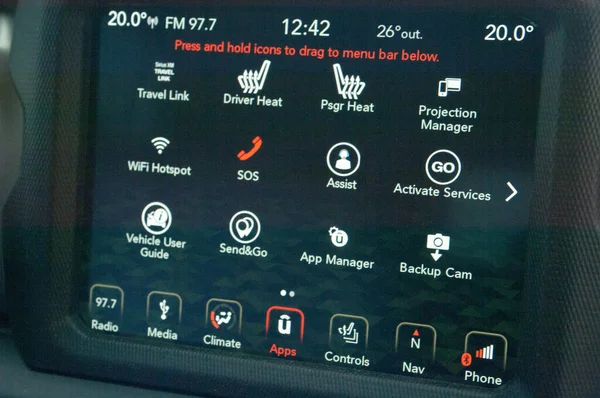 Painel Controle Carro Com Botão Vermelho — Fotografia de Stock