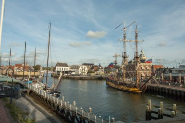 Hollanda 'nın tarihi şehrinin manzarası