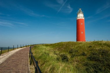 Hollanda 'daki deniz fenerinin manzarası