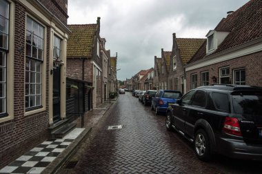 Belçika 'nın kuzeyindeki eski Bruges kasabasındaki tarihi binalar.