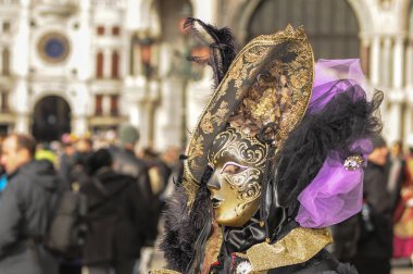 Venedik karnaval maskeli insanlar, İtalya