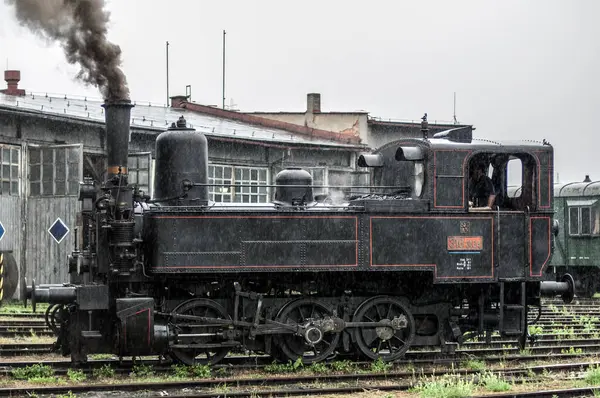 Locomotiva Vapore Vintage Sulla Ferrovia — Foto Stock