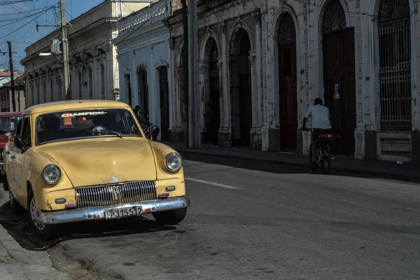 Kuba Februari Vintage Bil Taxi Gata Havanna — Stockfoto