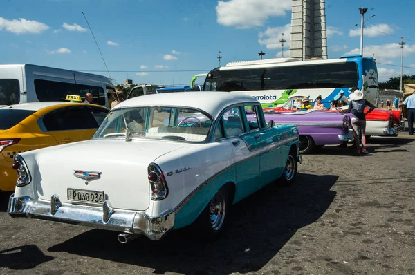 Kuba Havanna Február Vintage Klasszikus Autó Retro Autók Havanna — Stock Fotó