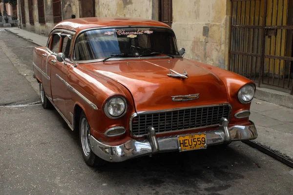 Havana Küba Ocak 2016 Havana Sokaklarında Eski Bir Araba Küba — Stok fotoğraf