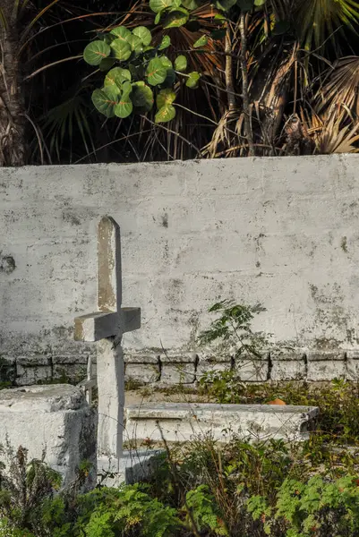 Svislý Záběr Kříže Hřbitově — Stock fotografie