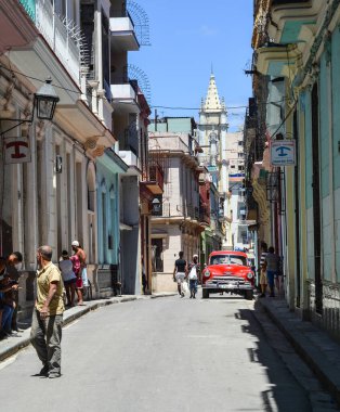 Havana, Küba - 10 Ocak 2016: Havana, Küba 'nın sokak manzarası