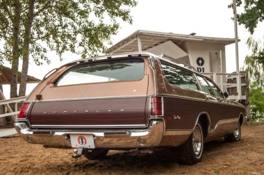 Klasik araba ormana park edilmiş.