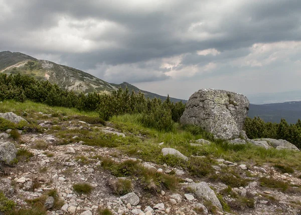 Krajobraz Szczytami Górskimi Karpatach — Zdjęcie stockowe