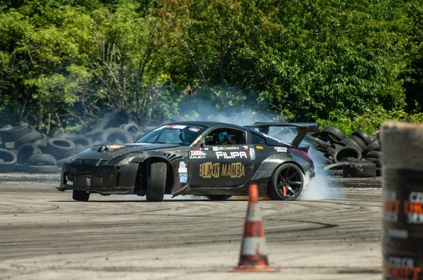 Drift Car Action Track Smoke — Stock Photo, Image