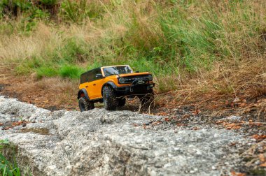 Ormanda telsiz kontrol arabasıyla yürüyorum.