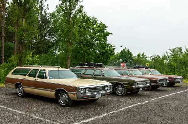 Parkta arka arkaya park etmiş arabalar.