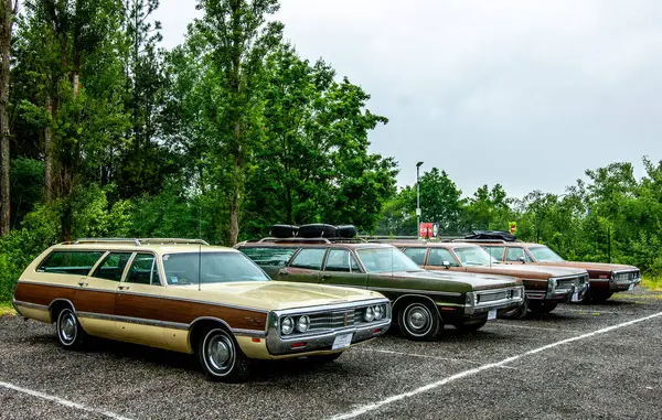 Parkta arka arkaya park etmiş arabalar.