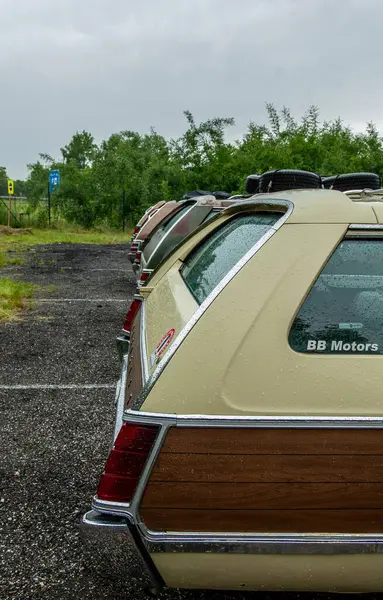 Parkta arka arkaya park etmiş arabalar.