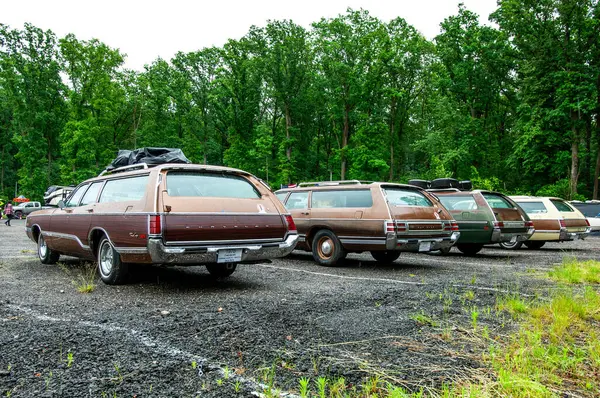 Parkta arka arkaya park etmiş arabalar.