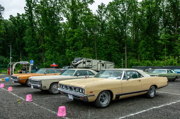 Parkta arka arkaya park etmiş arabalar.