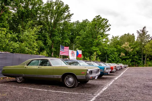 Parkta arka arkaya park etmiş arabalar.