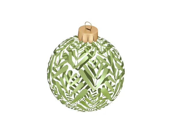 Geïsoleerde Elegantie Gouden Kerst Decoratieve Bal Witte Achtergrond — Stockfoto