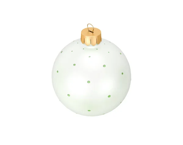 白色背景上有绿色图案的孤立圣诞装饰球 — 图库照片