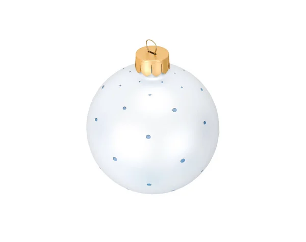 Vereinzelte Dekorative Weihnachtskugel Mit Blauem Muster Auf Weißem Hintergrund — Stockfoto