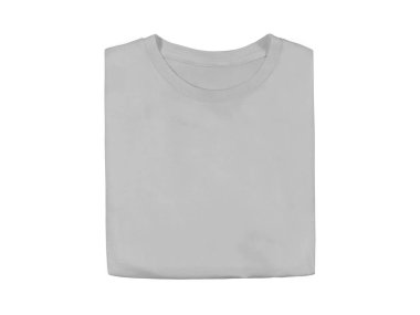 İzole edilmiş açık gri renkli, boş moda katlanmış ön t-shirt şablonu