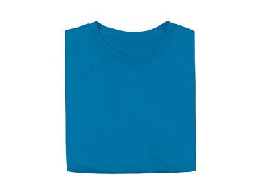 İzole edilmiş Safir mavisi boş moda katlanmış ön t-shirt şablonu