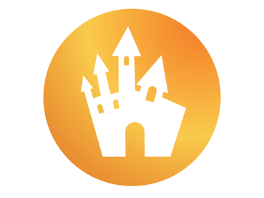 Şeffaf arkaplan üzerine düz daire simgesi inşa eden turuncu cadılar bayramı tasarımı element kalesi