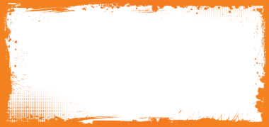 Şeffaf arkaplanda grunge kenarı bulunan yatay turuncu Cadılar Bayramı afişi