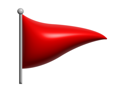 İzole edilmiş vektör üçgen eğimli kırmızı bayrak 3D simgesi ve şeffaf arkaplan üzerinde gümüş çubuk