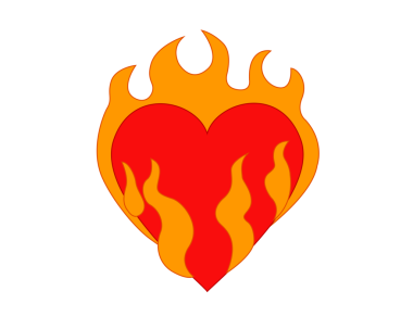 İzole edilmiş klasik aşk kırmızı parlak kalp tutku, şehvet, geçmiş bir aşkı yakmak ve devam etmek için kullanılır.