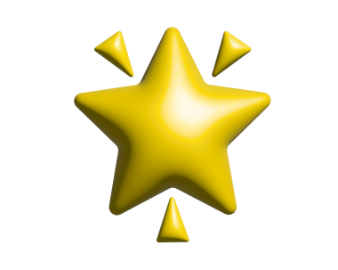 3 boyutlu gradyan sarı parıltı, saydam arkaplandaki sarı dört noktalı yıldız simgesi, aşkı, mutluluğu, güzelliği, minnettarlığı ve heyecanı simgeliyor.
