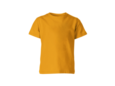 İzole edilmiş altın rengi boş moda tişört ön model şablonu şeffaf arkaplanda