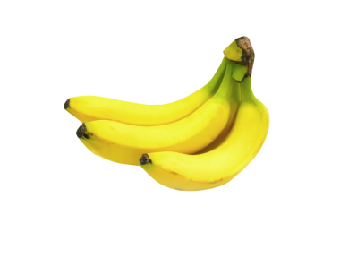 Şeffaf arkaplanda bir grup sarı muz