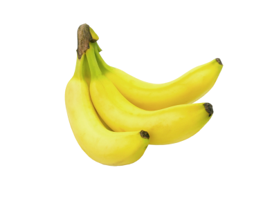 Şeffaf arkaplanda bir demet sarı meyve muzu