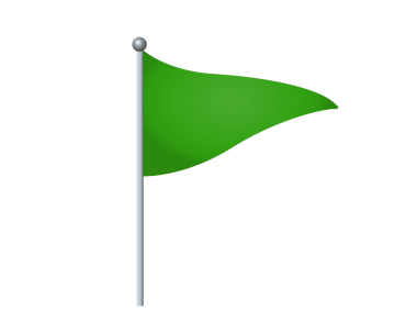 Şeffaf arkaplanda gümüş direkli ayrık üçgen eğimli kırmızı bayrak simgesi