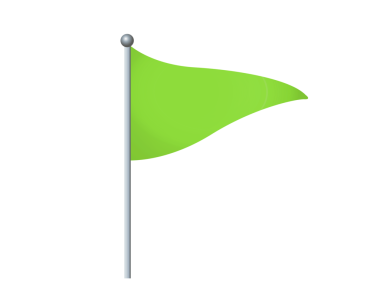 Şeffaf arkaplanda gümüş direkli ayrık üçgen eğimli kırmızı bayrak simgesi