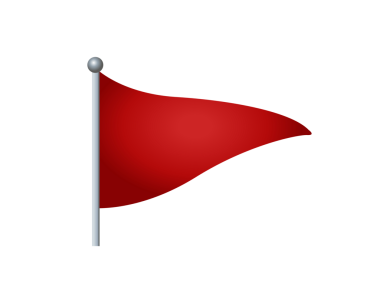 Gümüş sırıkla şeffaf arkaplanda ayrık üçgen eğimli kırmızı bayrak simgesi