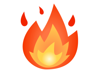 Şeffaf arkaplanda kırmızı, turuncu ve sarı yanıp sönen ateş ikonu olarak tasvir edilen çizgi film.