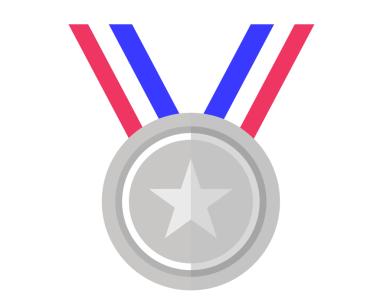 Şeffaf arkaplanda gümüş ödül simgesi simgesi