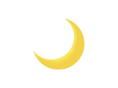 Şeffaf arkaplanda ince eğimli sarı hilal simgesi